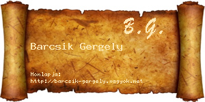 Barcsik Gergely névjegykártya